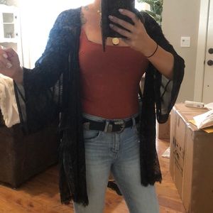 Lulus Black Lace Kimono